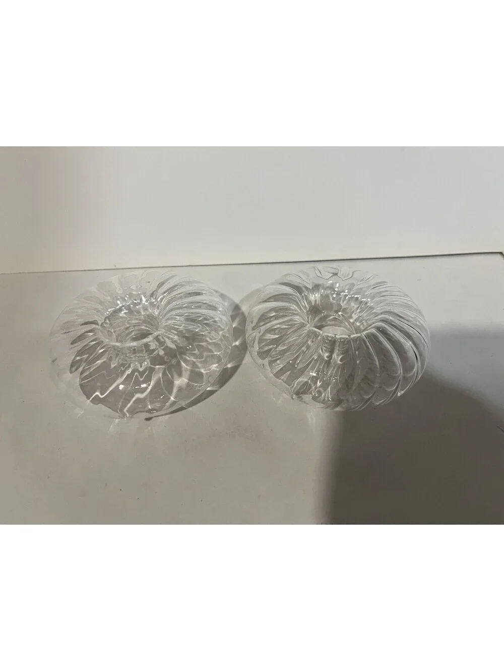 Vintage Crystal Chandelier Candle Holders Drip Cups Set of (2) Round